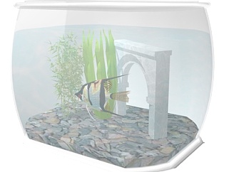 现代<em>玻璃</em>鱼缸su模型