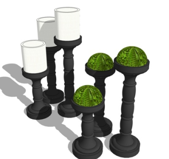 欧式金属烛台灯su模型