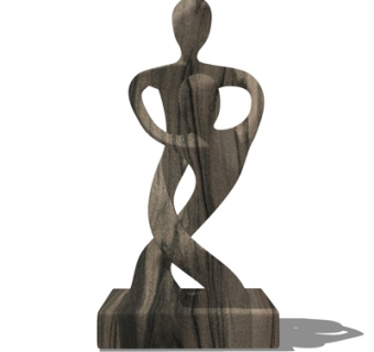 现代人物木雕摆件su模型