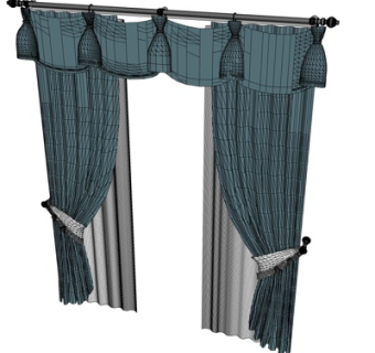 现代布艺窗帘su模型