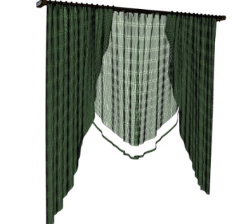 现代布艺窗帘su模型