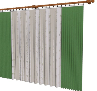 现代布艺窗帘su模型