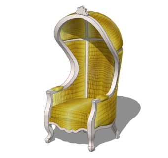 欧式布艺休闲椅su模型