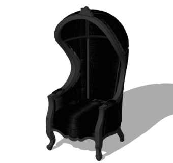 欧式布艺休闲椅su模型