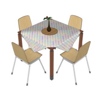 现代实木餐桌椅su模型