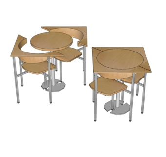 现代实木休闲桌椅su模型