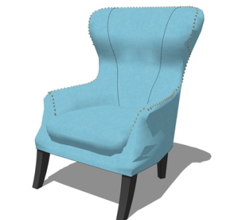 欧式布艺单人沙发su模型