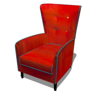 欧式布艺单人沙发su模型