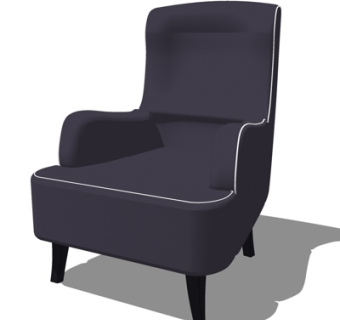 欧式布艺单人沙发su模型