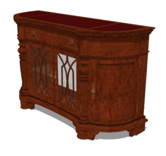 欧式实木边柜su模型