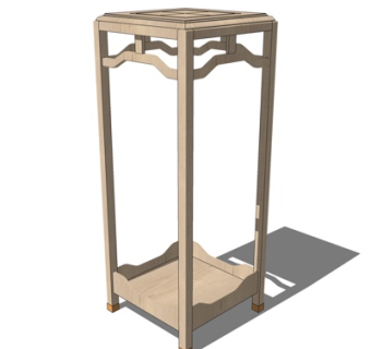 现代实木装饰架su模型