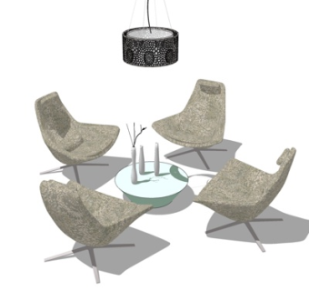 现代休闲桌椅su模型