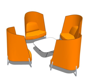 现代休闲桌椅su模型