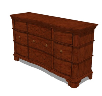 美式边柜su模型