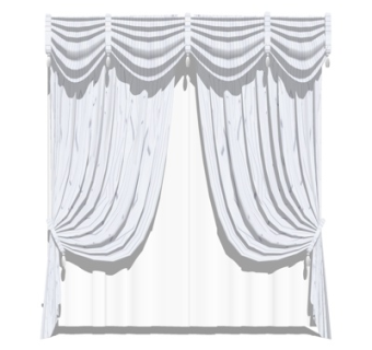 美式窗帘su模型