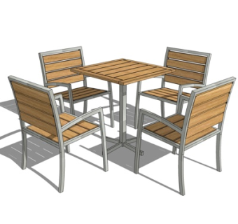 现代户外休闲桌椅su模型