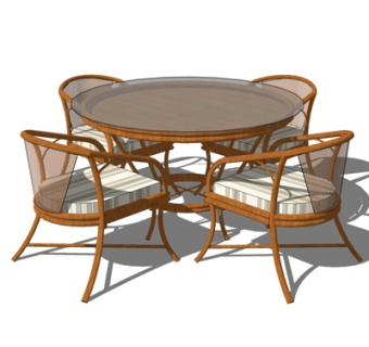 北欧休闲桌椅su模型