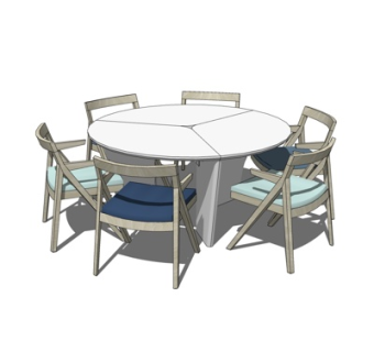 新中式餐桌椅su模型