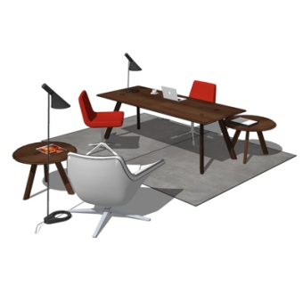现代书桌su模型