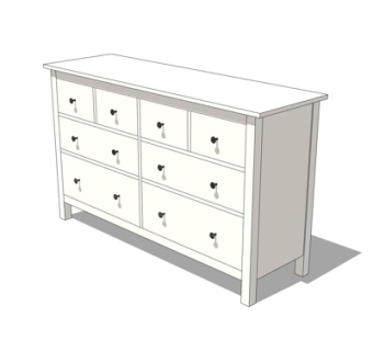 美式边柜su模型