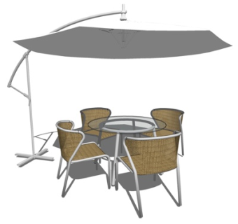 现代户外休闲桌椅su模型