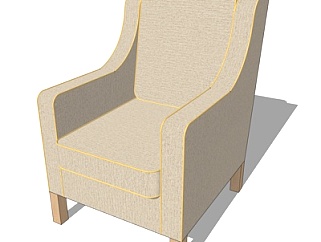 新中式单人沙发su模型