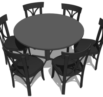 美式餐桌椅su模型