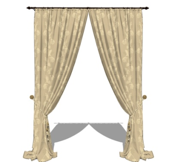 美式窗帘su模型