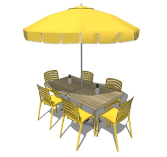 现代户外休闲桌椅su模型