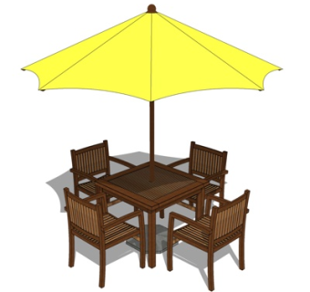 新中式户外休闲桌椅su模型