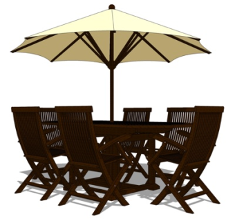 新中式户外休闲桌椅su模型