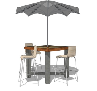 现代户外休闲桌椅su模型