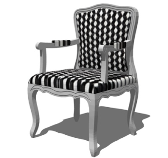 简欧休闲椅su模型