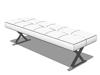 现代床尾凳su模型