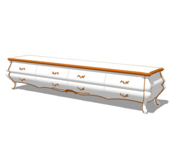 简欧电视柜su模型