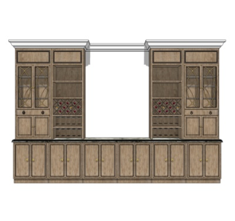 新中式酒柜su模型