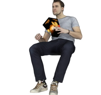 现代坐姿男性su模型