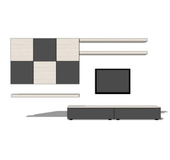 现代斗柜su模型