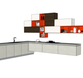 现代橱柜su模型