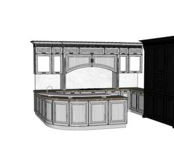 美式橱柜su模型
