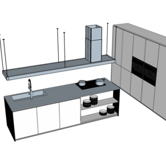 现代橱柜su模型