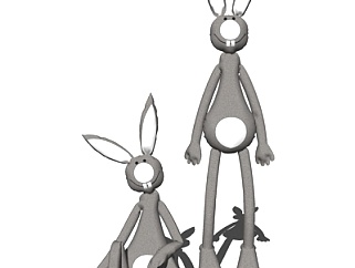 现代兔子玩偶su模型