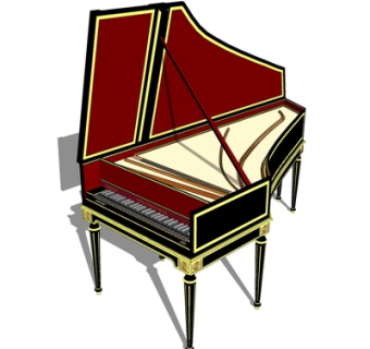 欧式三角钢琴su模型