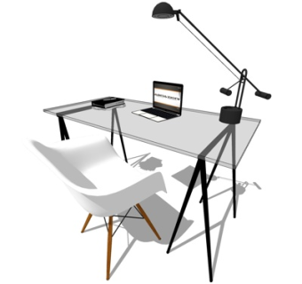 现代书桌su模型