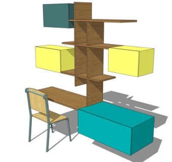 现代书桌su模型