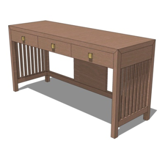 新中式书桌su模型