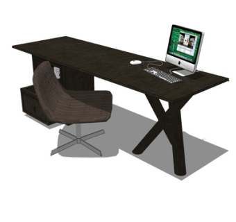 现代书桌su模型