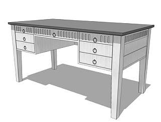 新中式书桌su模型