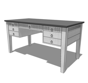 新中式书桌su模型