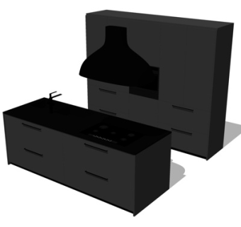 现代橱柜su模型